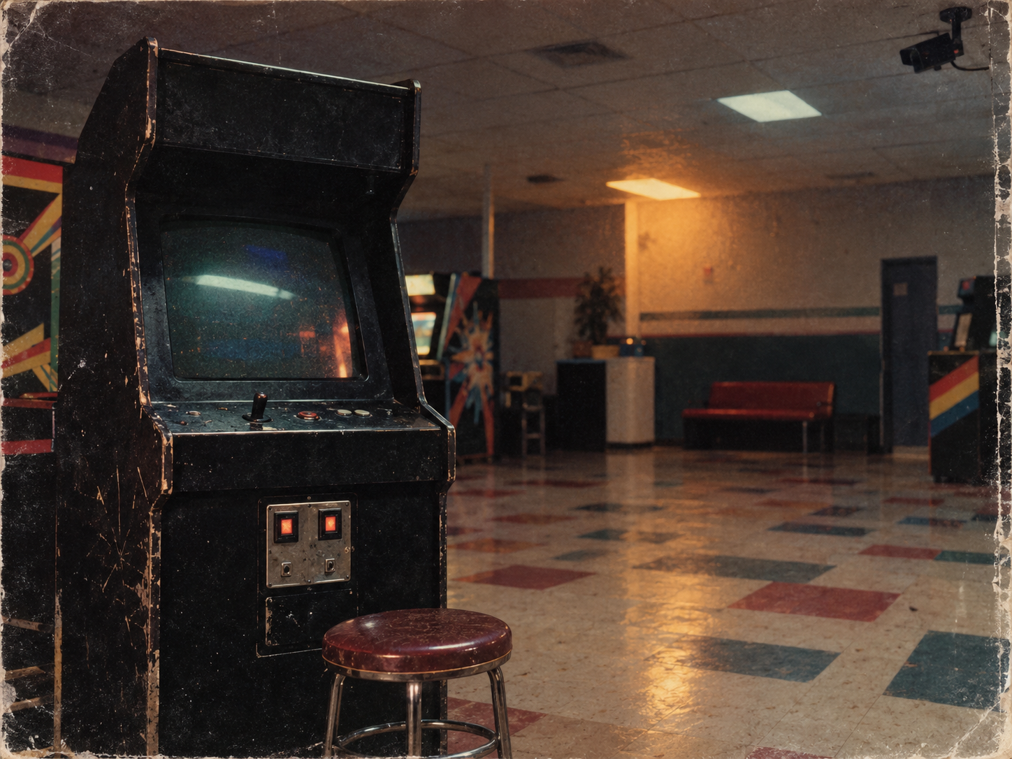 誰もいないゲームセンターの筐体を表すオリジナル図版